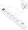 Hama Steckdosenleiste mit Schalter und Winkel-Flachstecker, 5-fach, 1x USB-A/1x USB-C 18W USB-PD, 1.4m, weiß Vorschaubild