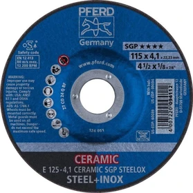 Pferd E 125-4.1 CERAMIC SGP STEELOX Schleifscheibe, 125x4.1x22.23mm, 10 Stück