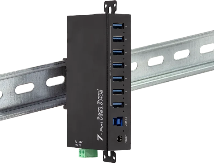LogiLink Industrial Railmount USB-Hub, 7x USB-A 3.0, USB-B 3.0 [Buchse]