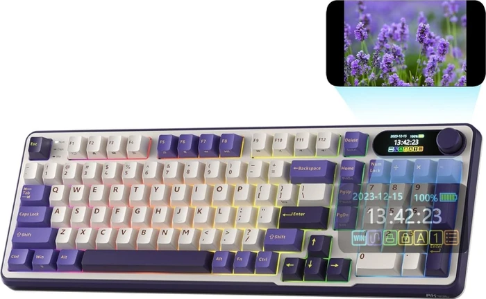 RK Royal Kludge S98, Lavendel Lila, 96%, hot-swap, RK Silent Purple, USB/Bluetooth, US