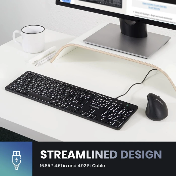 Perixx Periboard-331 Großschrift-Tastatur, schwarz, LEDs weiß, USB, FR