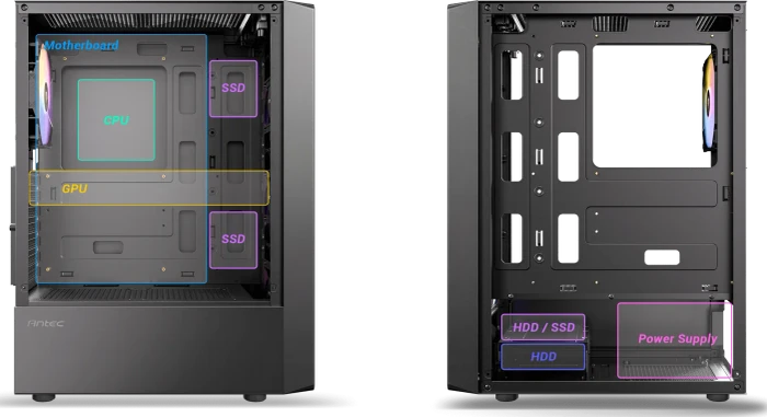 Antec AX26 RGB Elite, schwarz, Glasfenster