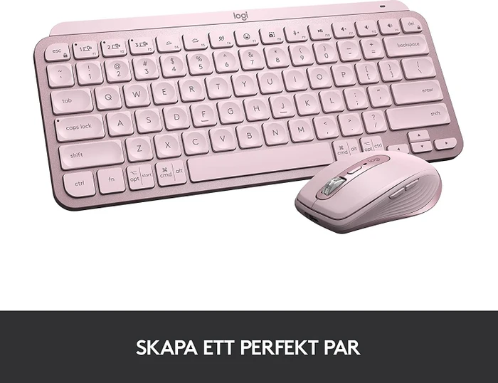 Logitech MX Keys Mini, rosa, LEDs weiß, Logi Bolt, Rose, USB/Bluetooth, ND