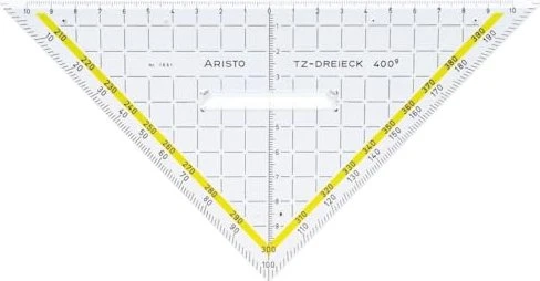 Aristo TZ-Dreieck 22.5cm, mit Gon-Markierung, transparent