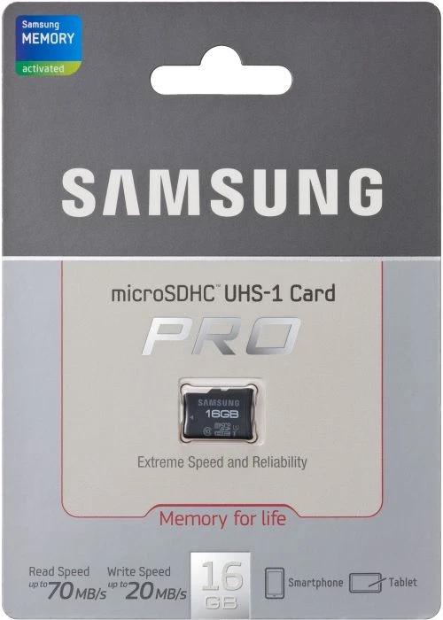 Samsung PRO R70/W20 16GB, UHS-I, Class 10