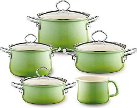Riess Emaille Nouvelle Kochgeschirr-Set smaragd, 5-tlg.