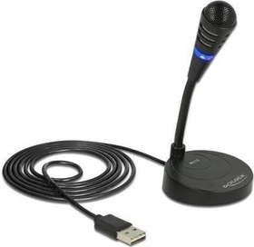 DeLOCK USB Mikrofon mit Standfuß und Touch-Mute Taste