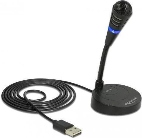 DeLOCK USB Mikrofon mit Standfuß und Touch-Mute Taste