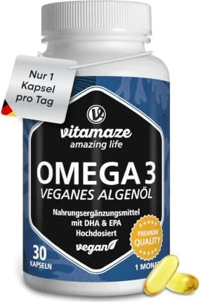 Vitamaze Omega 3 veganes Algenöl Kapseln, 30 Stück