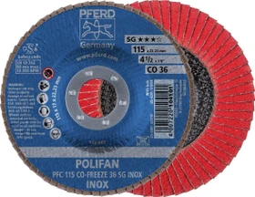 Pferd PFC 115 CO-FREEZE 80 SG INOX POLIFAN Fächerschleifscheibe K80, 115x22.23mm, 10 Stück