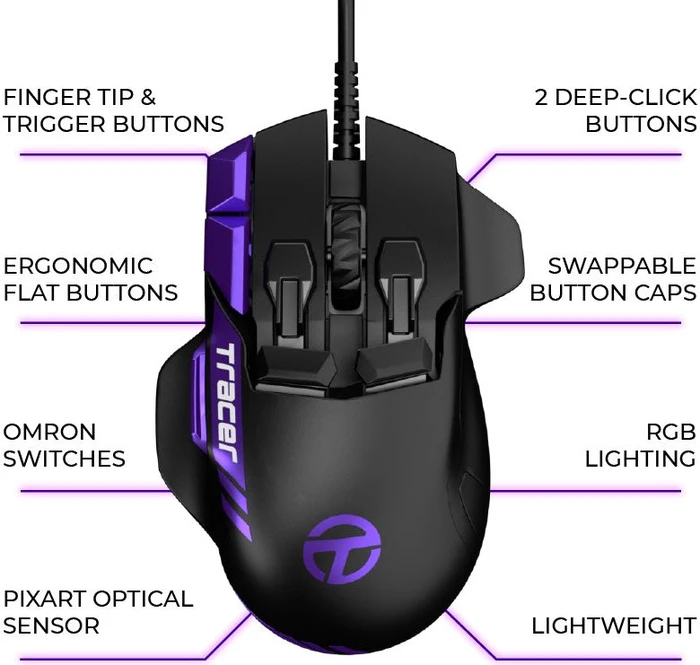 Swiftpoint Tracer RGB Gaming Mouse, schwarz, USB