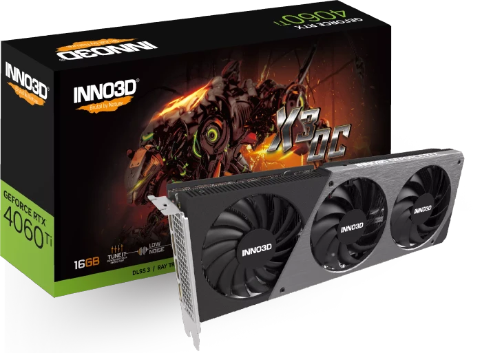 INNO3D GeForce RTX 4060 Ti Twin X3 OC, 16GB GDDR6, HDMI, 3x DP