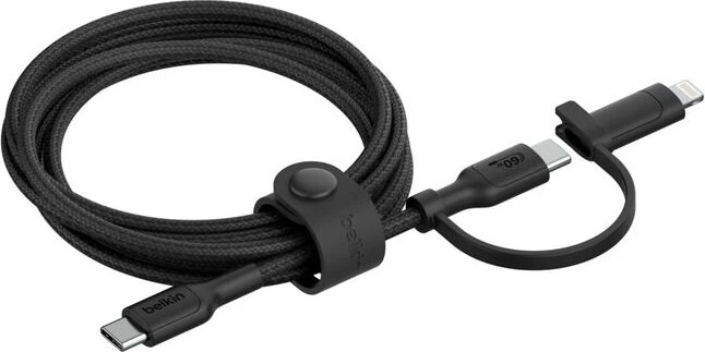 Belkin BoostCharge Pro 2-in-1-Kabel mit USB-C-Stecker und Lightning Connector schwarz
