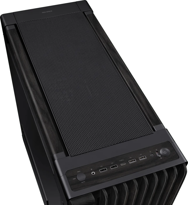 ASUS ProArt PA602 Wood Edition, schwarz/braun, Tempered Glass Panel, Glasfenster
