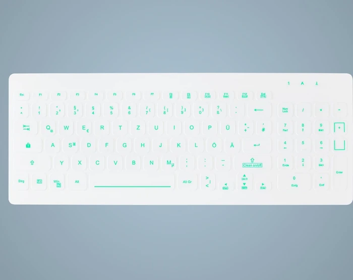 Contour Design Active Key kompakte Hygiene-Tastatur mit Nummernblock, weiß, LEDs grün, wischdesinfizierbar, USB, DE