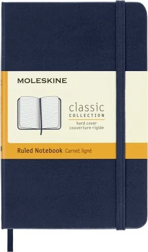 Moleskine Klassik Notizbuch, 90x140mm, liniert, fester Einband Pocket, saphirblau, 192 Blatt