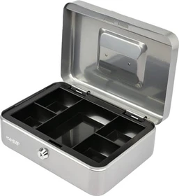 HMF 10125 Geldkassette, silber, Schlüsselschloss