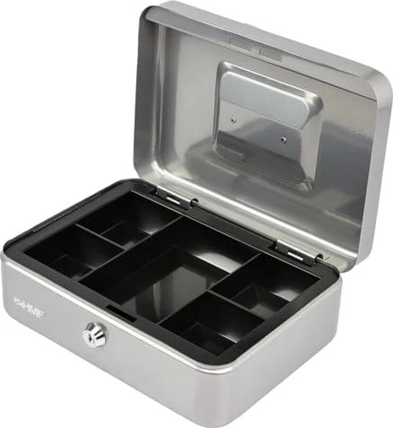 HMF 10125 Geldkassette, silber, Schlüsselschloss