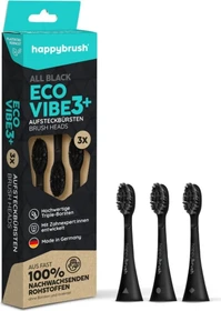 HappyBrush Schall Eco Vibe 3 Ersatzbürste all black, 3 Stück