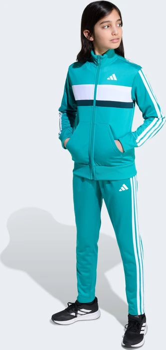 adidas Seasonal Essentials Tiberio 3-Streifen Tricot Trainingsanzug pure teal/aurora ivy/white (Junior)