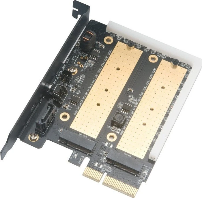 Akasa M.2 PCIe and M.2 SATA SSD adapter card with RGB LED light and heatsink