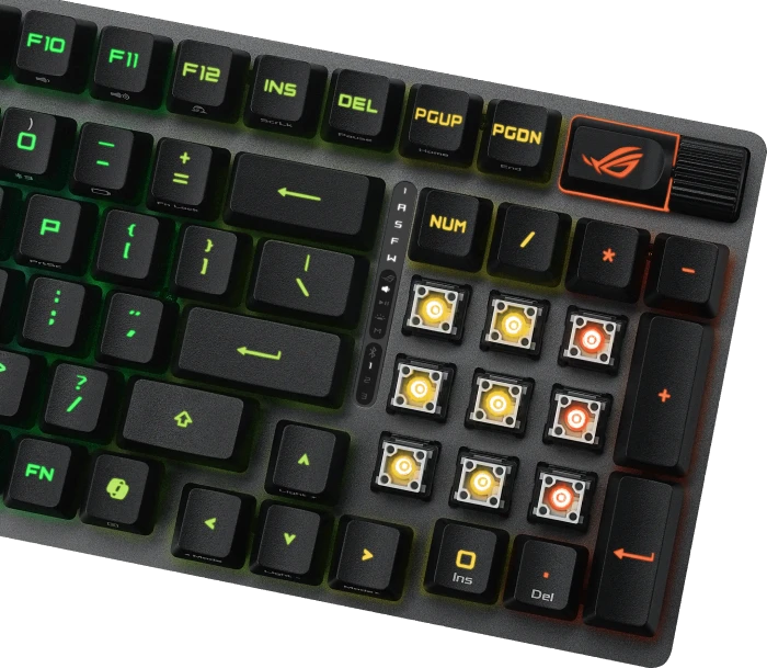 ASUS ROG Strix Scope II 96 RX Wireless, PBT, schwarz, ROG RX RED, USB/Bluetooth, FR