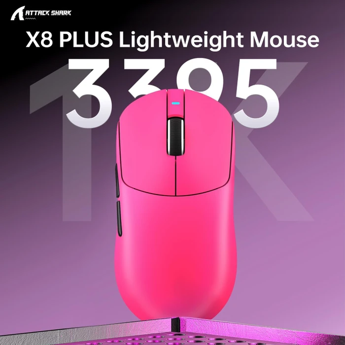 Attack Shark X8 Plus Tri-mode Wireless Gaming Mouse, Berry Red, USB/Bluetooth