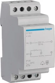 Hager Klingeltrafo 230V / 8V und 12V 4VA 2PLE