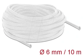 DeLOCK Geflechtschlauch dehnbar, 6mm, 10m, weiß