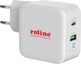 Roline / Secomp USB Charger mit Euro-Stecker 2 Port (Typ-A QC3.0, USB-C PD) 65W weiß