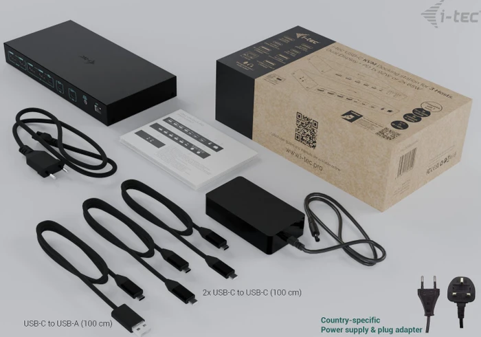 i-tec KVM Dock PRO for Three Hosts, 3x USB-C 3.1 [Buchse]