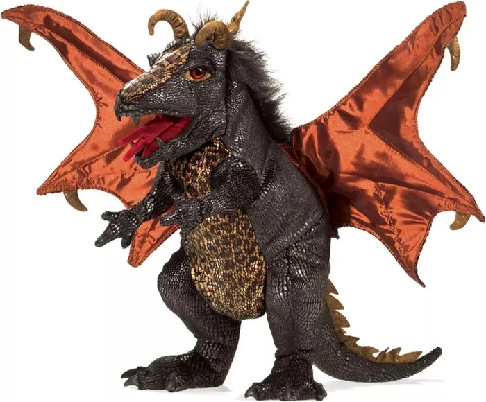 Folkmanis Handpuppe Drache schwarz
