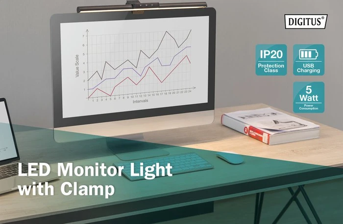 Digitus LED Monitor Leuchte mit Klemmbefestigung