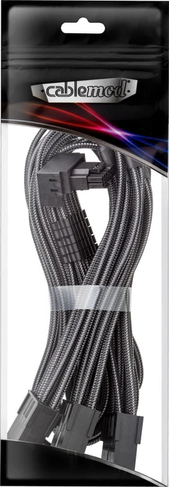 CableMod C-Series Pro, 12V-2x6 Kabel, 3x 8-Pin PCIe Stecker auf 16-Pin PCIe 5.1 12V-2x6 Stecker, Adapterkabel, 90°, Variante B, carbon, 45cm