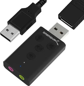 Sabrent Aluminum USB External 3D Stereo Sound Adapter for Windows and Mac schwarz