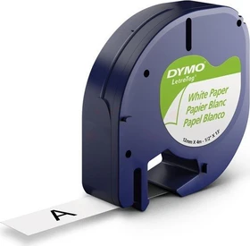Dymo LetraTag Papier Beschriftungsband, 12mm, schwarz/weiß