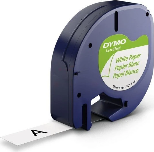Dymo LetraTag Papier Beschriftungsband, 12mm, schwarz/weiß