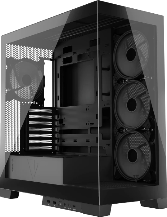 Modecom Volcano Space Apex ARGB Midi Black, schwarz, Glasfenster