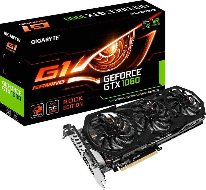 GIGABYTE GeForce GTX 1060 G1 Rock 6G, 6GB GDDR5, DVI, HDMI, 3x DP