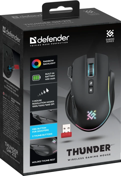 Defender Thunder GM-213 Wireless Gaming Mouse schwarz, USB
