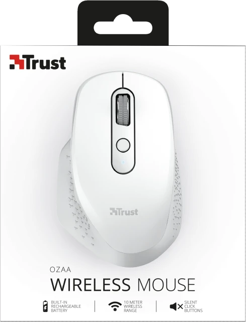 Trust Ozaa Rechargeable Wireless Mouse weiß, USB