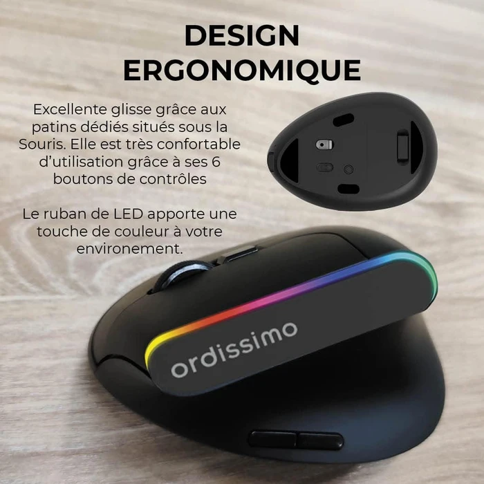 Ordissimo Ergonomic Vertical Wireless Mouse schwarz, USB
