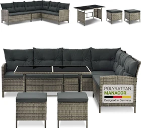 Juskys Manacor Polyrattan Lounge-Set grau-meliert/grau