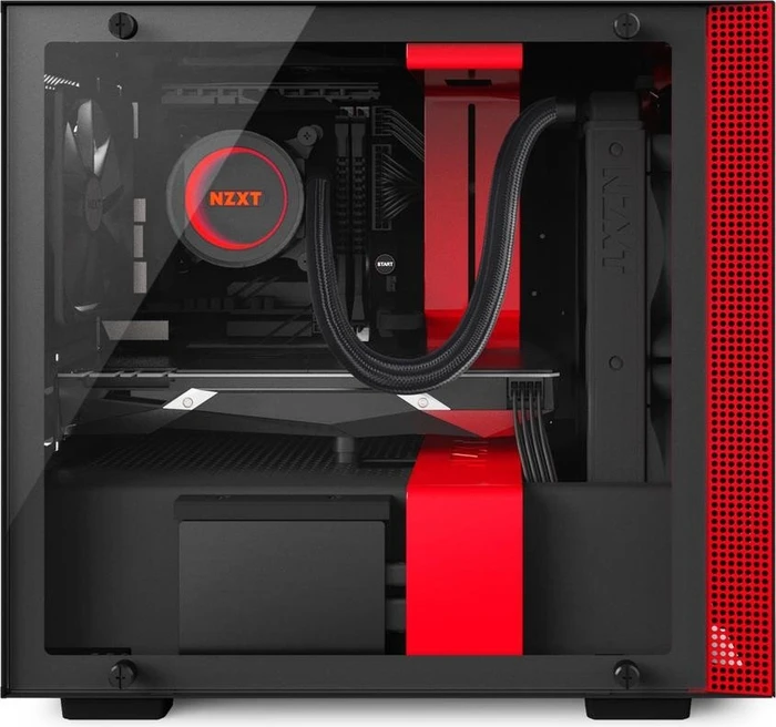 NZXT H200i, schwarz/rot, Glasfenster, Mini-ITX