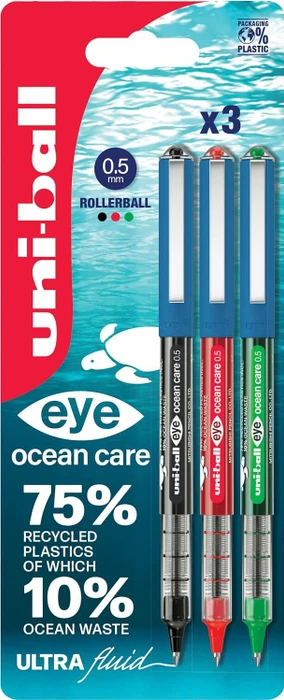 Uni-Ball Eye Ocean Care 0.5 Tintenroller (Mine) sortiert, 3er-Set, Blister