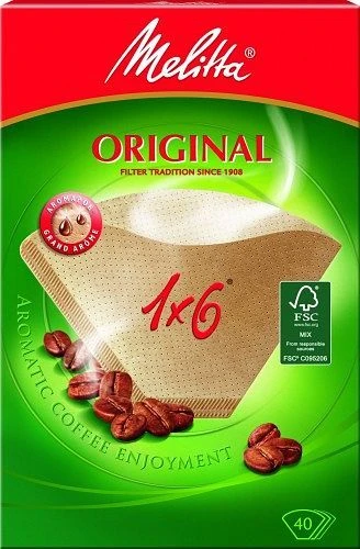 Melitta Filtertüten 1x6/40 braun, 40 Stück