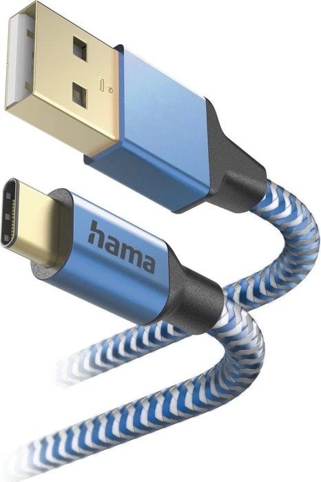 Hama Ladekabel Reflective USB-A/USB-C 1.5m Nylon blau