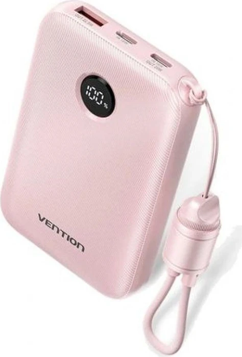Vention Power Bank mit USB-C-Kabel 10000mAh 22.5W pink