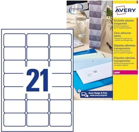 Avery-Zweckform Adressetiketten, 63.5x38.1mm, transparent, 25 Blatt (525 Etiketten)