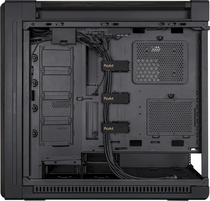 ASUS ProArt PA602 Wood Edition, schwarz/braun, Tempered Glass Panel, Glasfenster